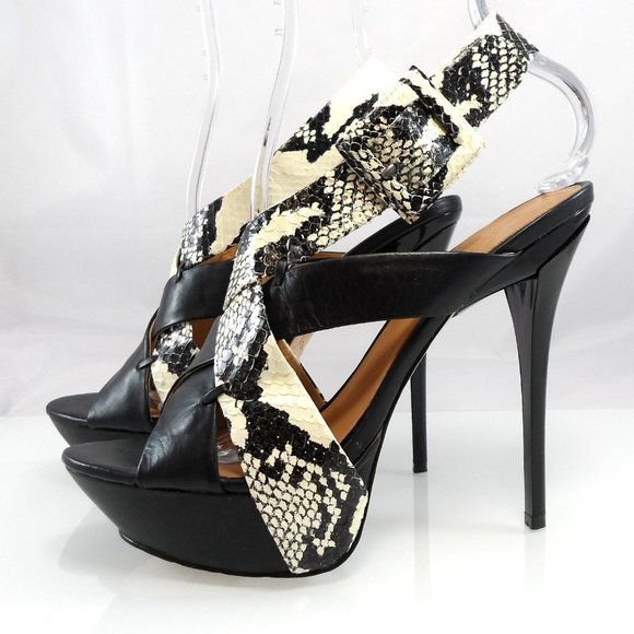 NIB$695 L.A.M.B. Echo Snakeskin Platform Sandals Stiletto Heels Slingback 8.5 - Picture 7 of 14